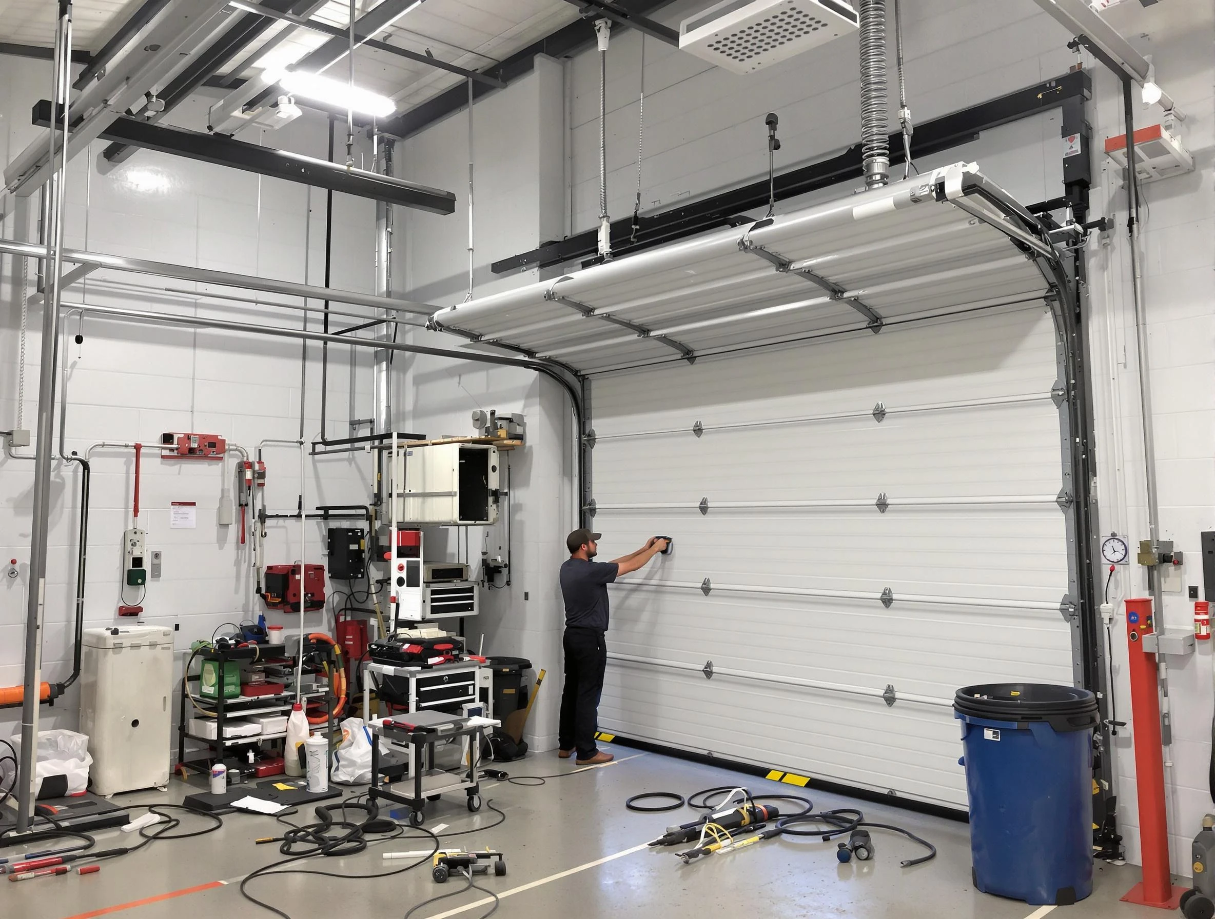 North Decatur Garage Door Repair certified technician performing commercial door repair at a North Decatur business facility
