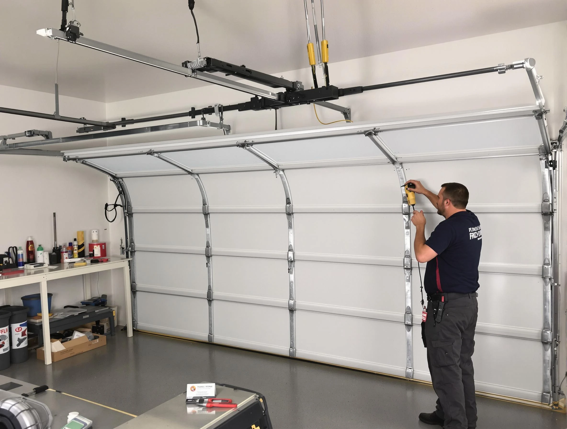 North Decatur Garage Door Repair certified technician performing overhead door system repair in North Decatur
